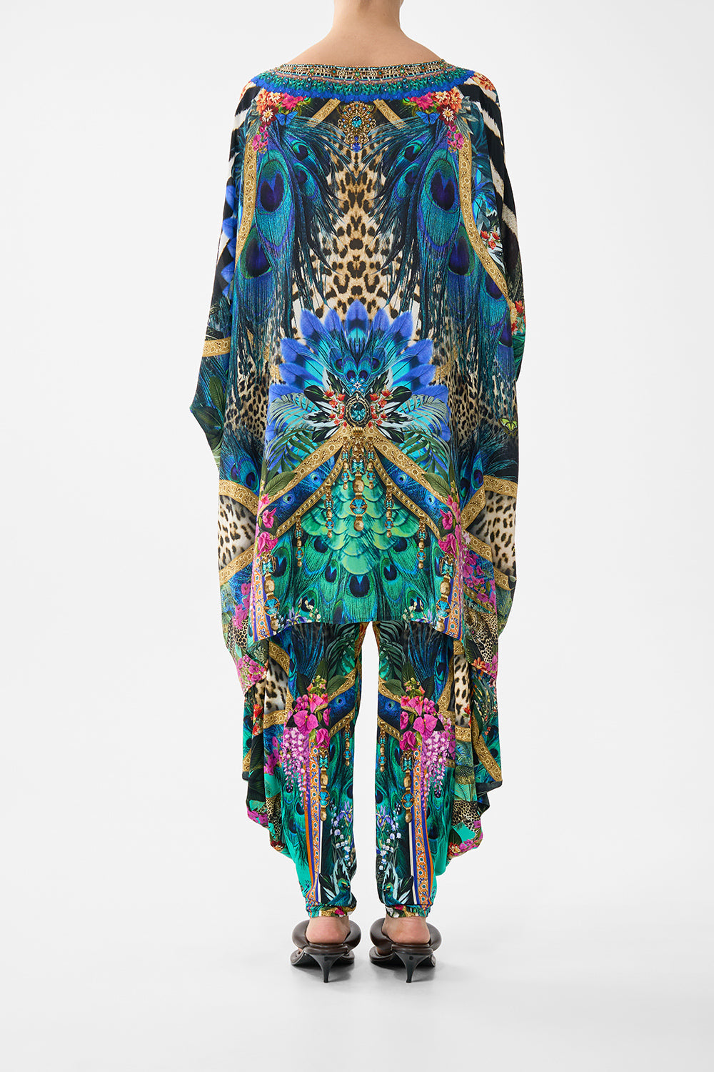 The CAMILLA LONG TIERED DRESS WITH BOW TIES OTTOMAN OPULENCE in our  print.