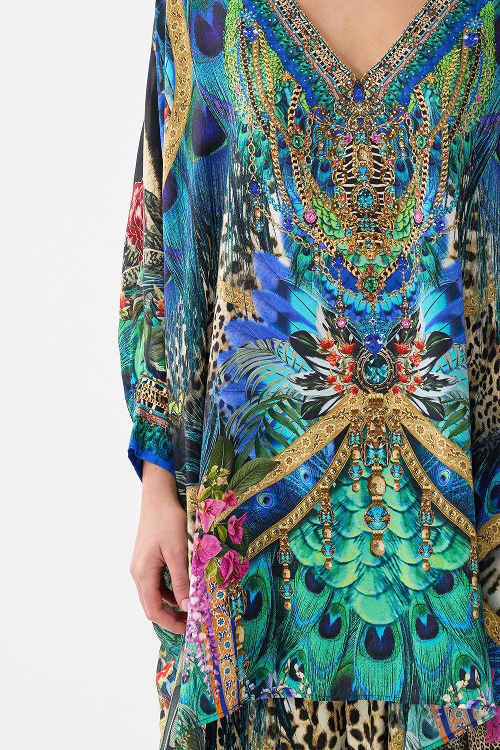 The CAMILLA BABIES EMBROIDERED TEE WITH FRILL SLEEVE CROCHET ALL DAY in our CROCHET ALL DAY print.
