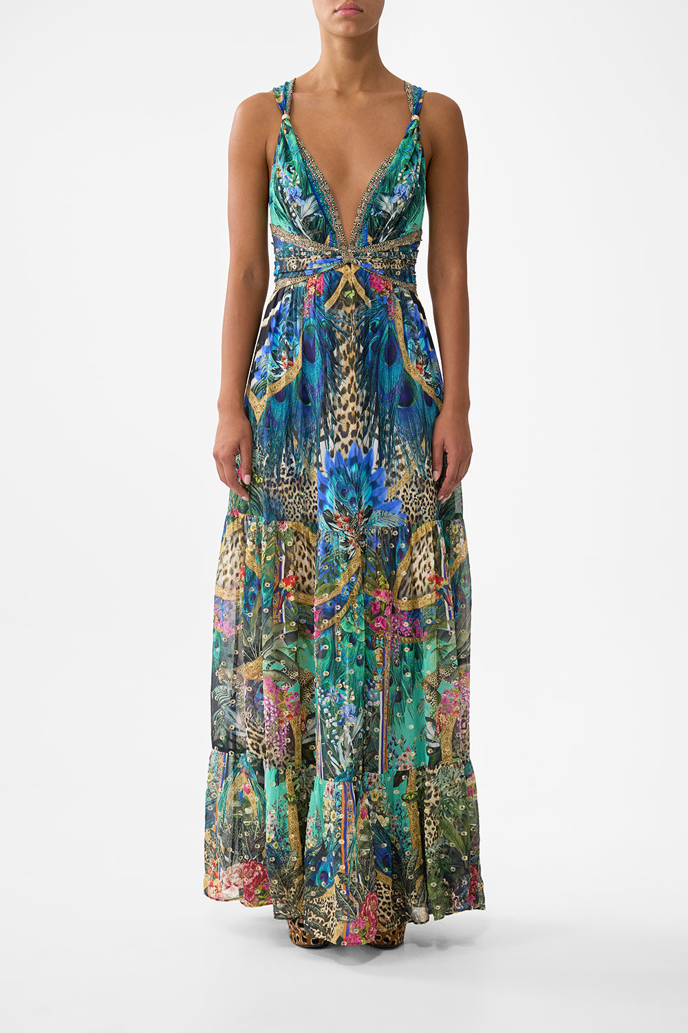 The CAMILLA SHORT KIMONO WRAP OTTOMAN OPULENCE in our  print.