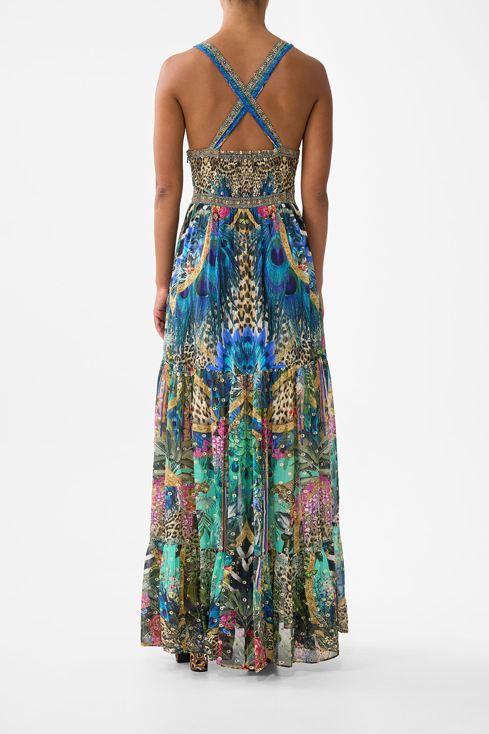 The CAMILLA BABIES FLARED DRESS WITH FRILL SHOULDER CROCHET ALL DAY in our  print.