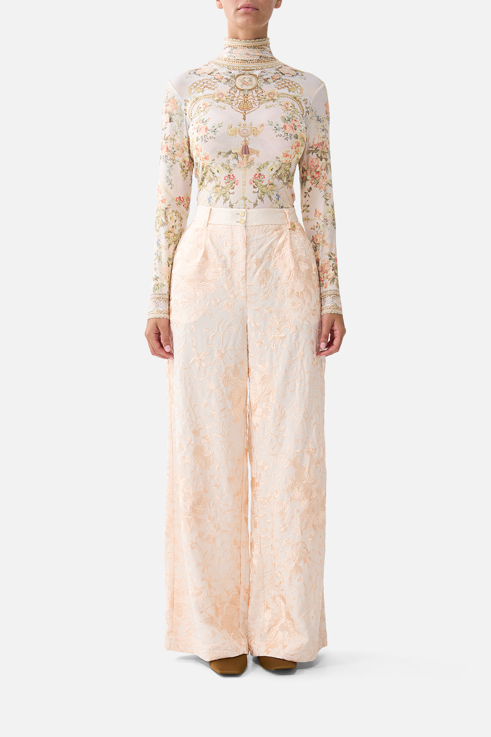 The CAMILLA LONG SILK CRINKLE CHIFFON SCARF FABRIC OF TIME in our FABRIC OF TIME print.