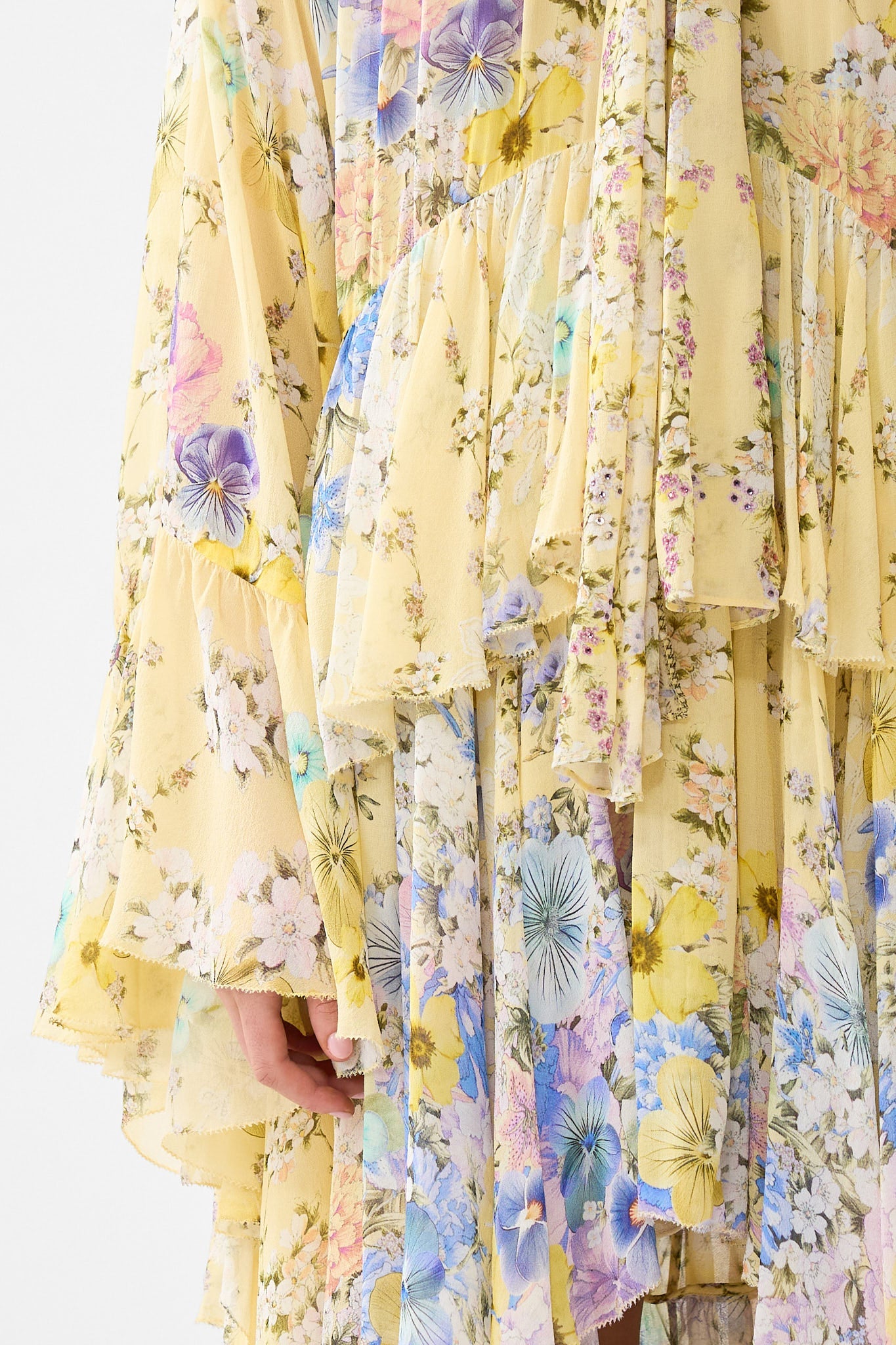 The CAMILLA DRAPED JUMPSUIT WITH STRAPS BODRUM BOTANICALS in our  print.