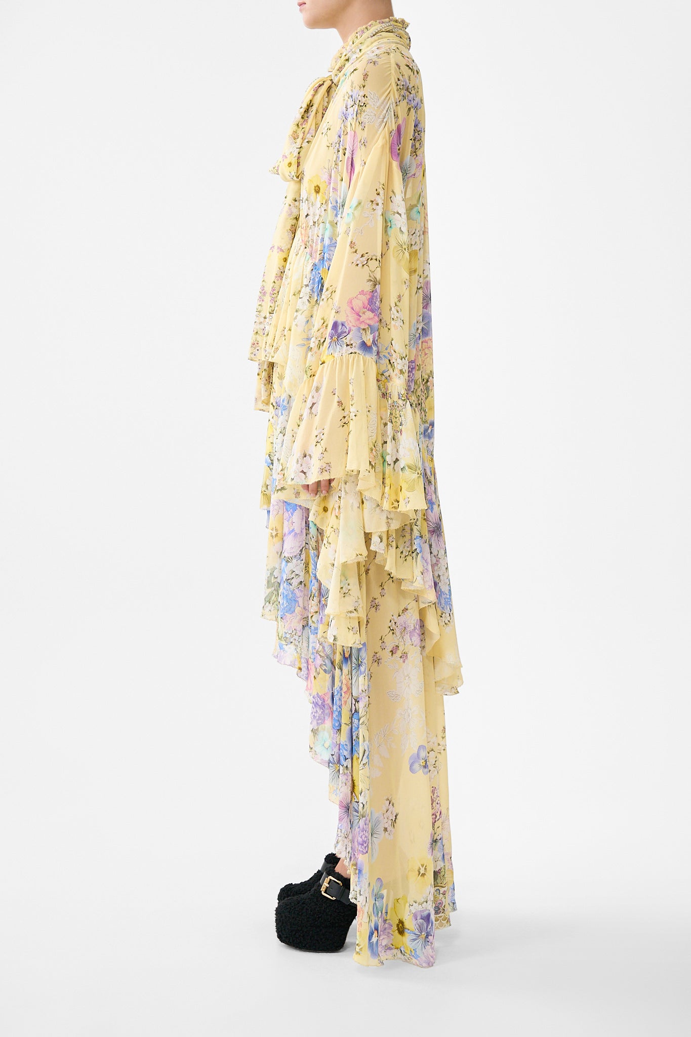 The CAMILLA DRAPED JUMPSUIT WITH STRAPS BODRUM BOTANICALS in our BODRUM BOTANICALS print.