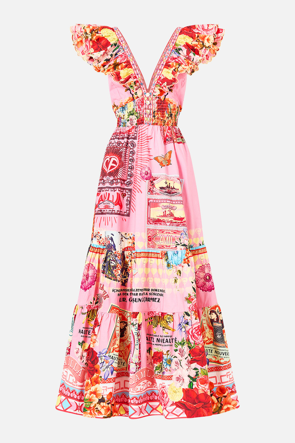 TIERED DRESS WITH NECK FRILL COLLAGE KINGDOM