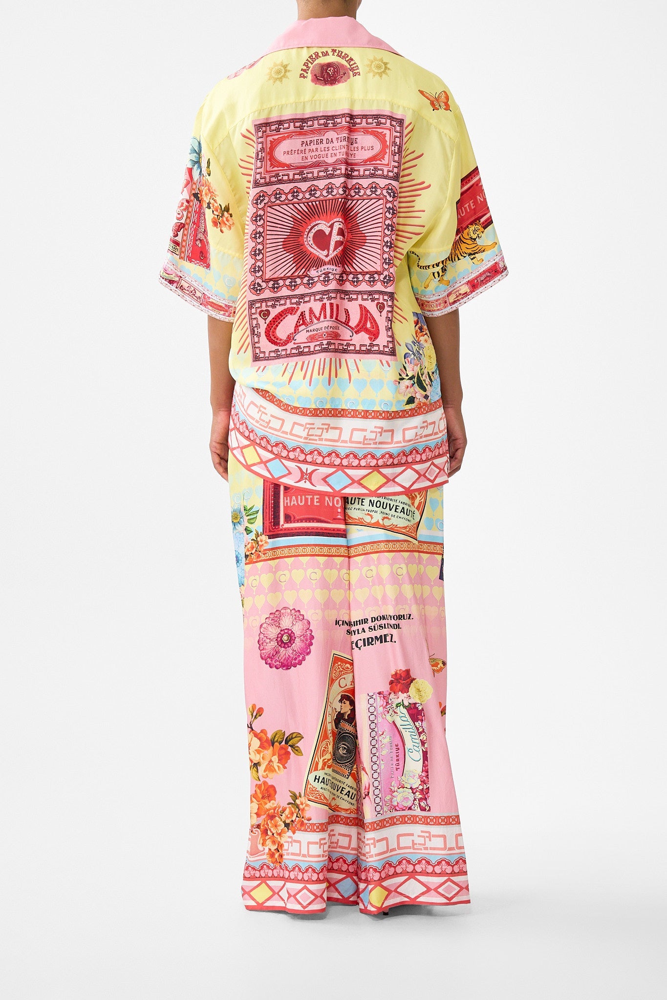 The CAMILLA TUCK FRONT SHORT BAZAAR BLOOMS in our  print.