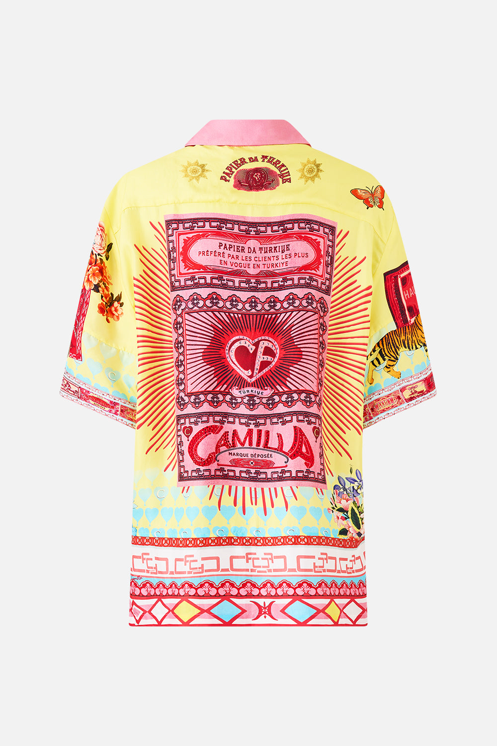 The CAMILLA TUCK FRONT SHORT BAZAAR BLOOMS in our  print.