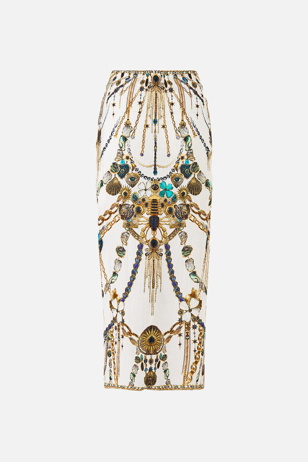 The CAMILLA tie front skirt from our print chain gang, back product view