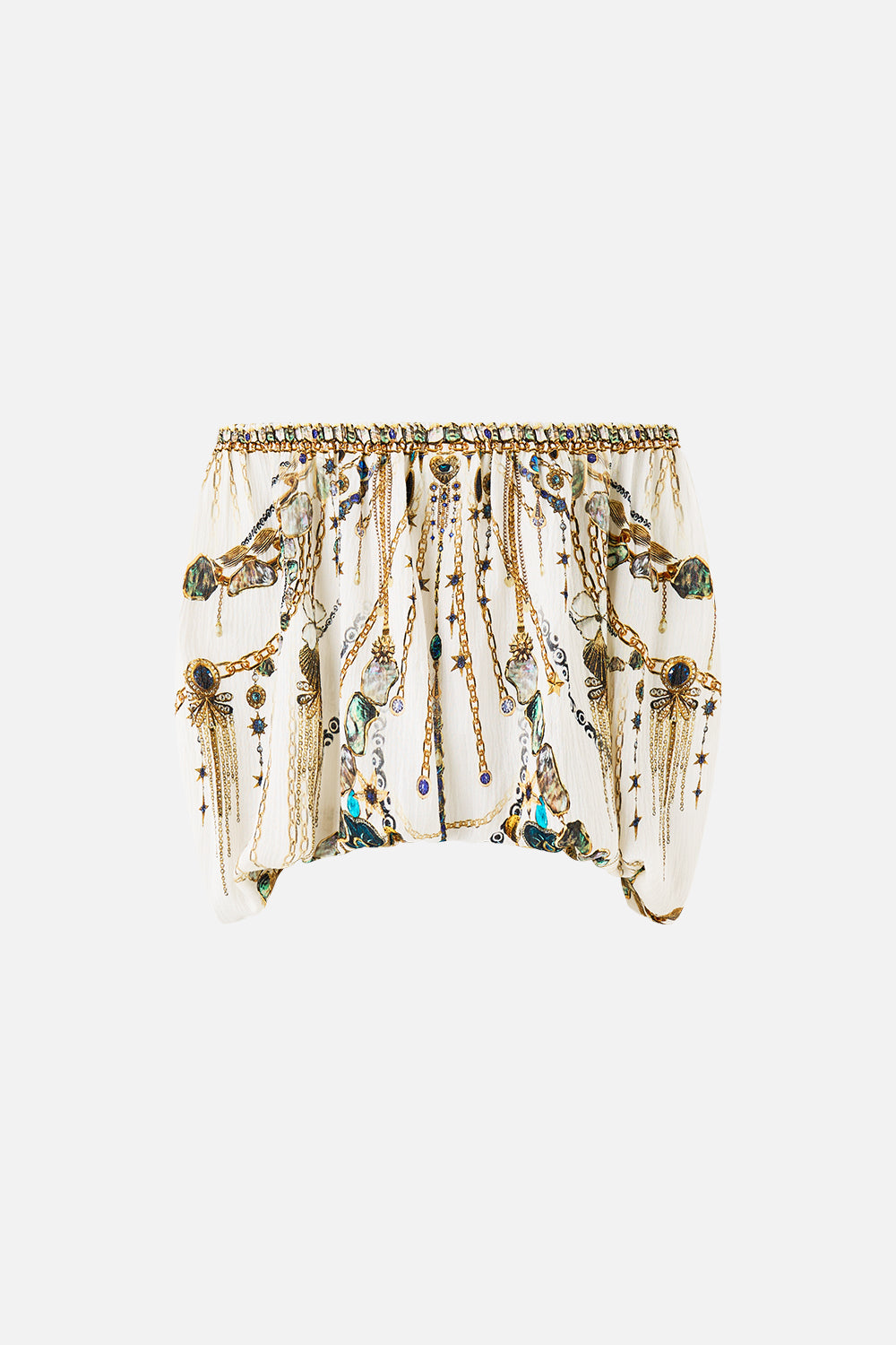 The CAMILLA SHORT SLEEVE CAMP COLLARED SHIRT OTTOMAN OPULENCE in our  print.