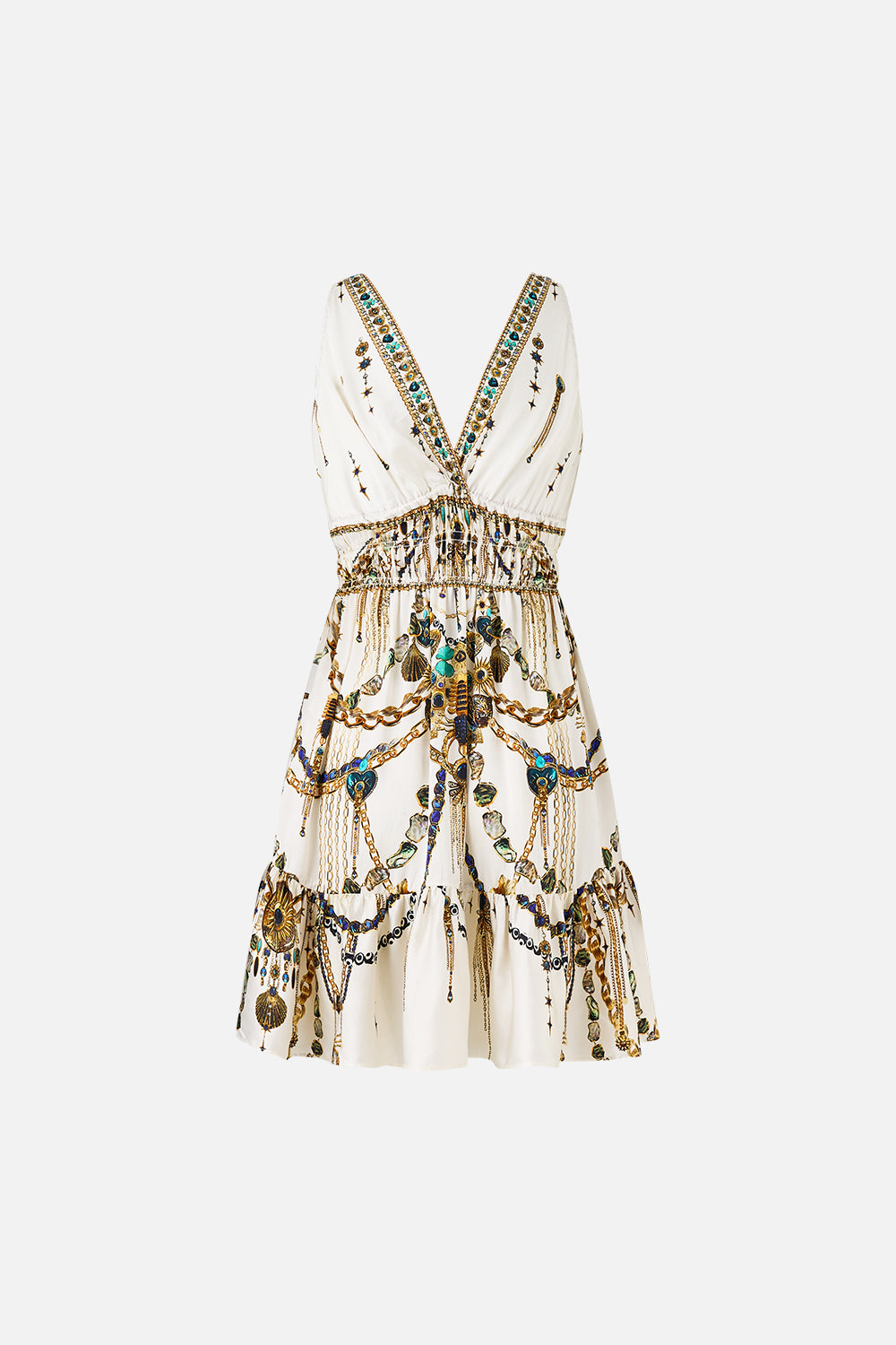 The CAMILLA JERSEY TANK DRESS LADY LIONHEART in our  print.