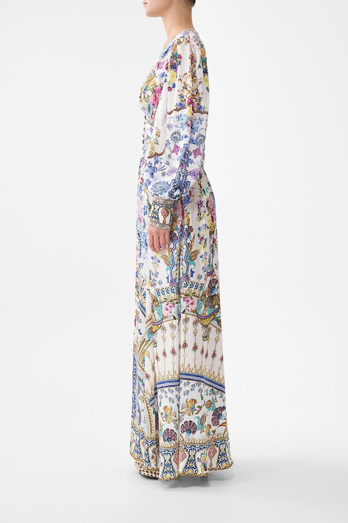 SHAPED WAISTBAND DRESS WITH GATHERED SLEEVES ALL ABOUT THAT LACE