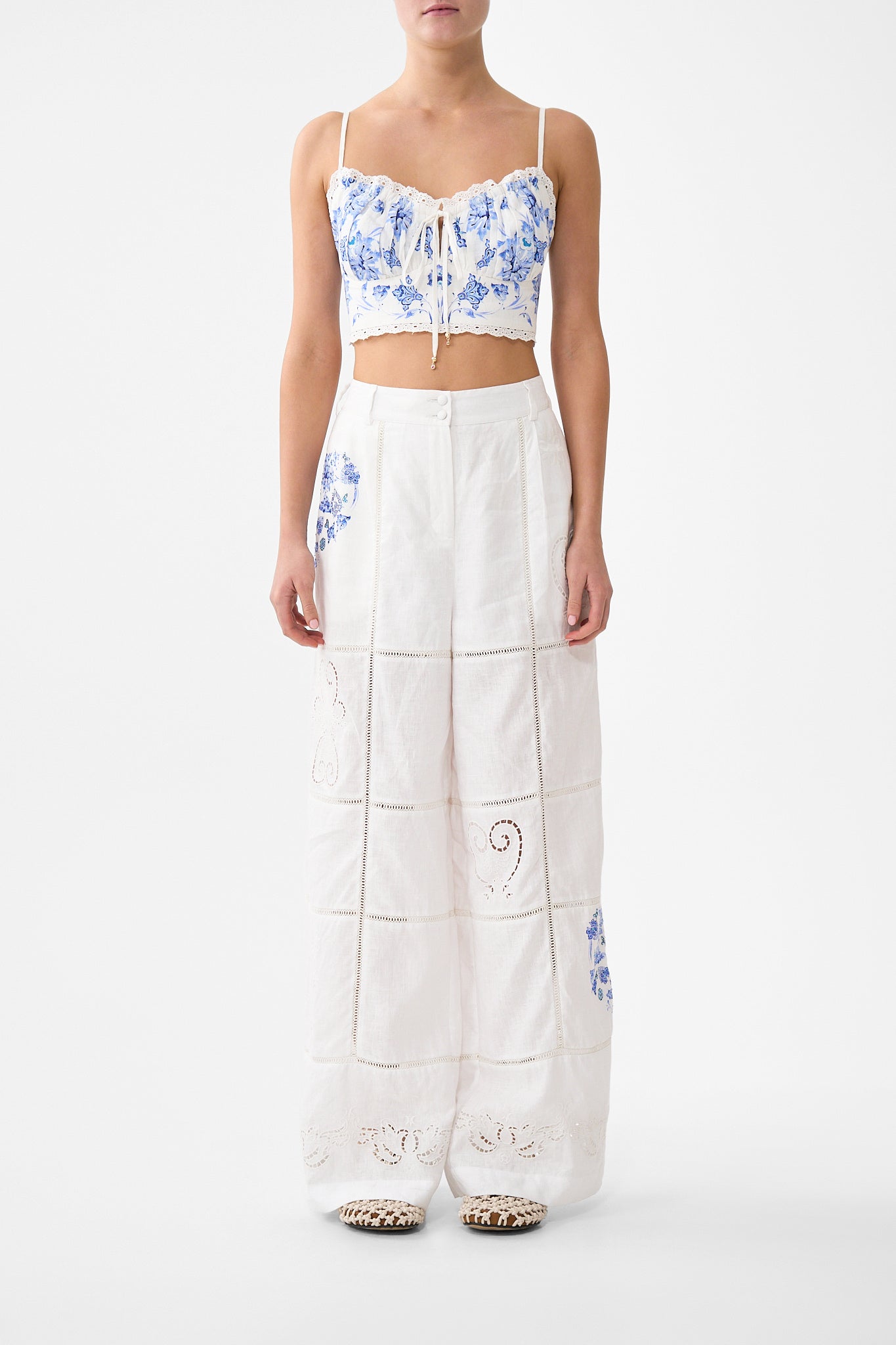 The CAMILLA V-NECK BIAS CAMI PALATIAL PASTELS in our  print.