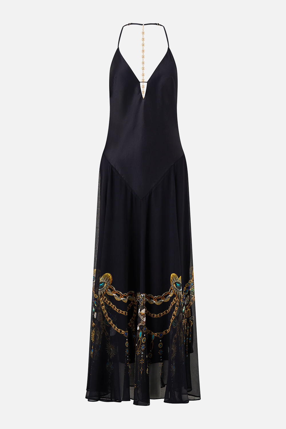 The CAMILLA LONG BUTTON FRONT DRESS TWILIGHT IN ISTANBUL in our  print.