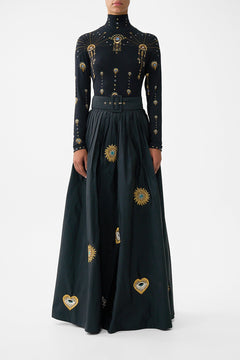 BELTED TAFFETA MAXI SKIRT AMULETS AND ALCHEMY