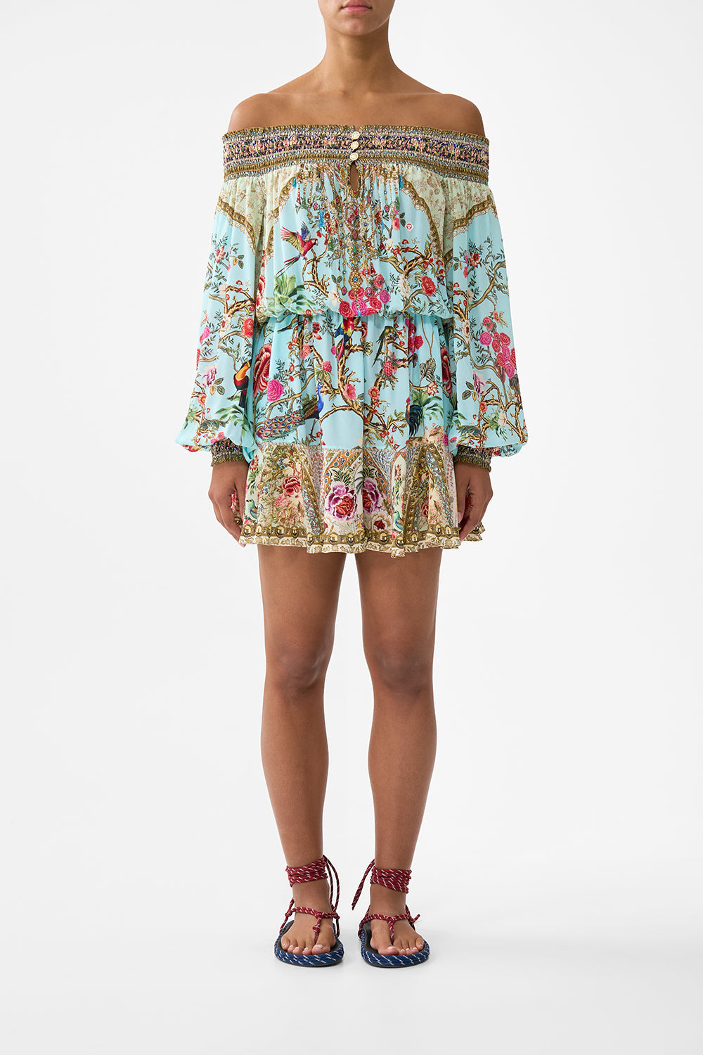 The CAMILLA EYELET WRAP MAXI SARONG WITH TIE WAIST SULTANAHMET SUMMER in our  print.