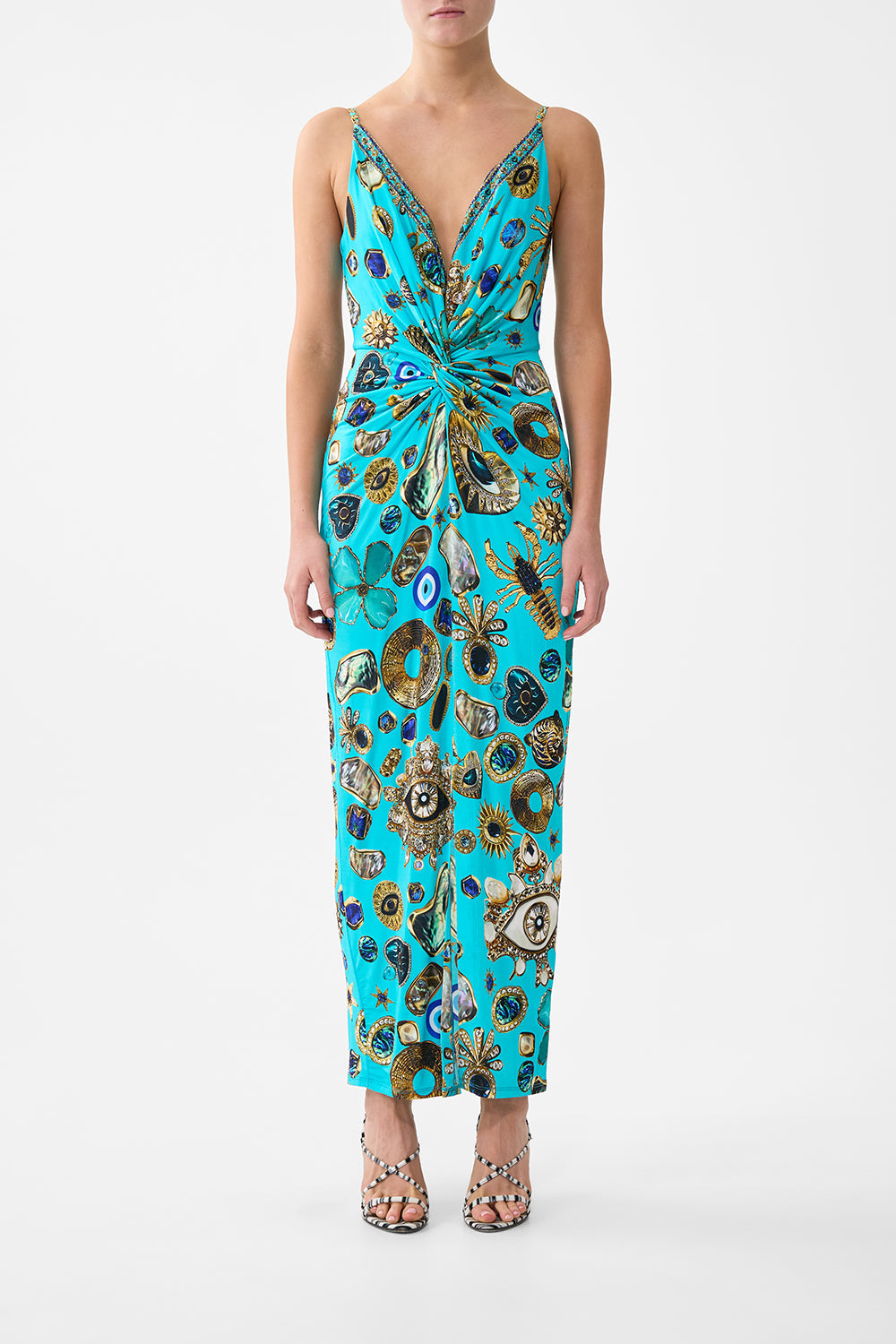 The CAMILLA WIDE LEG TROUSER WITH FRONT POCKETS MY HOMESPUN HEART in our  print.
