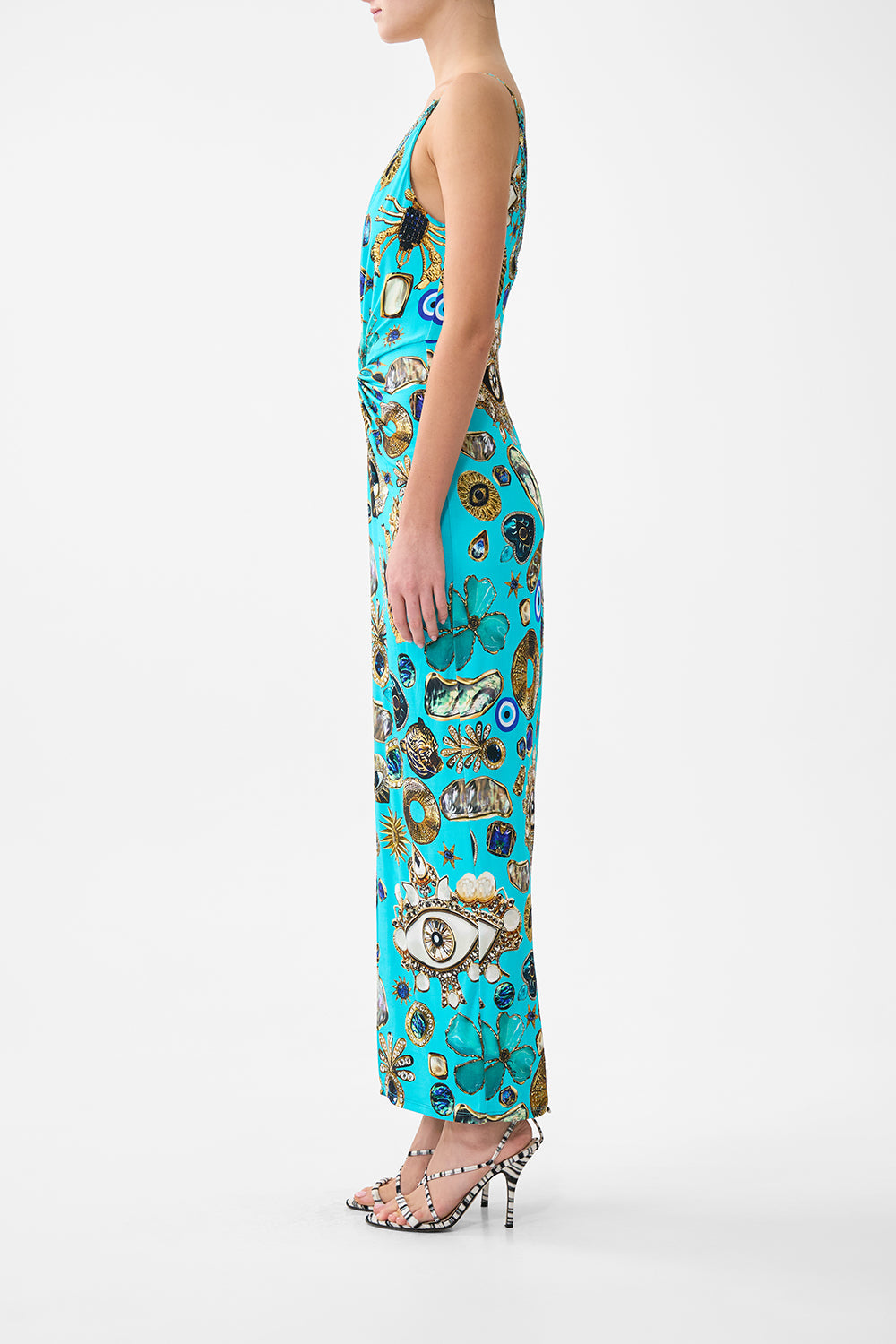The CAMILLA WIDE LEG TROUSER WITH FRONT POCKETS MY HOMESPUN HEART in our  print.