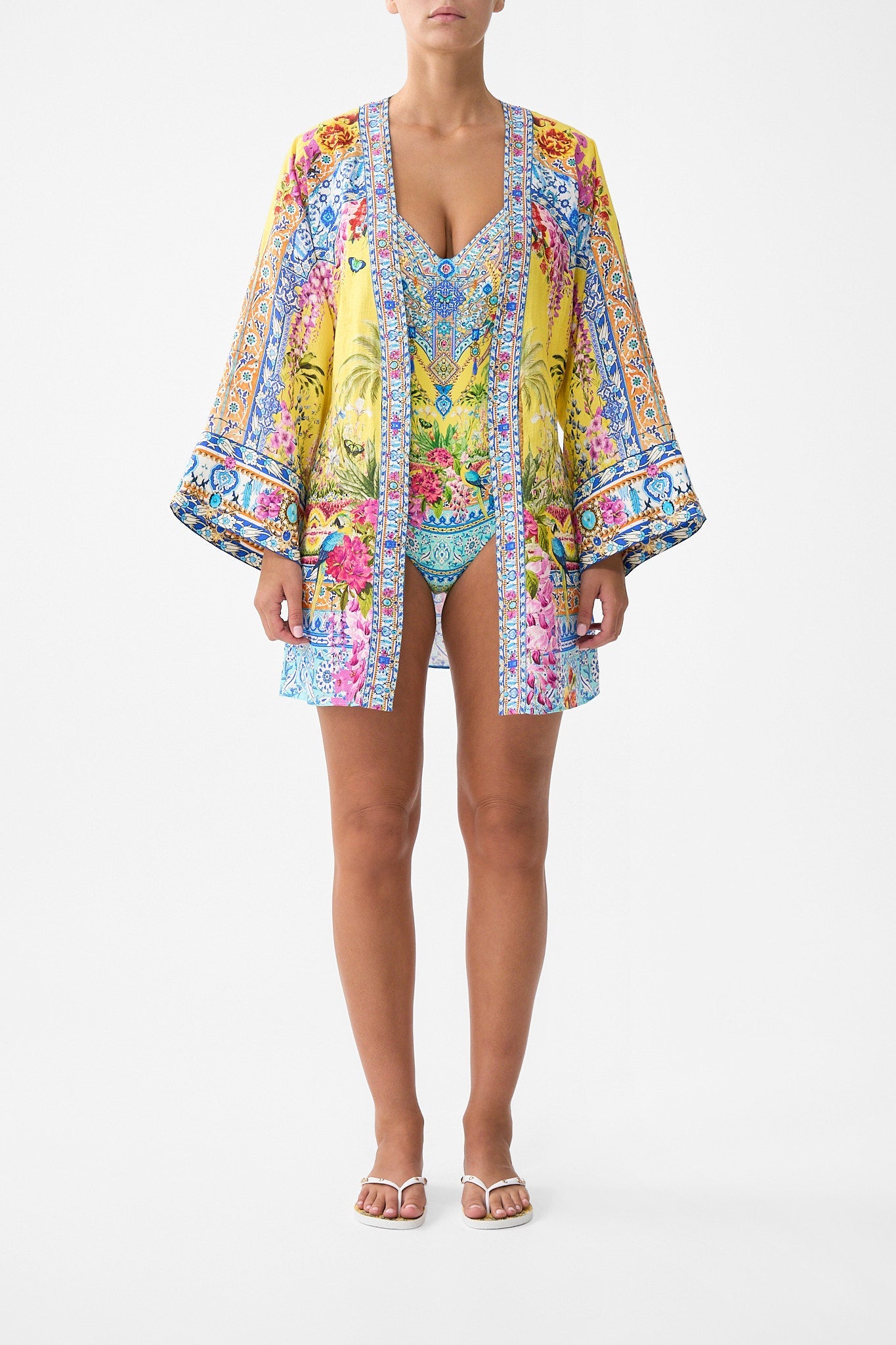 The CAMILLA CORSET WAIST SHORT DARLING BUDS in our  print.