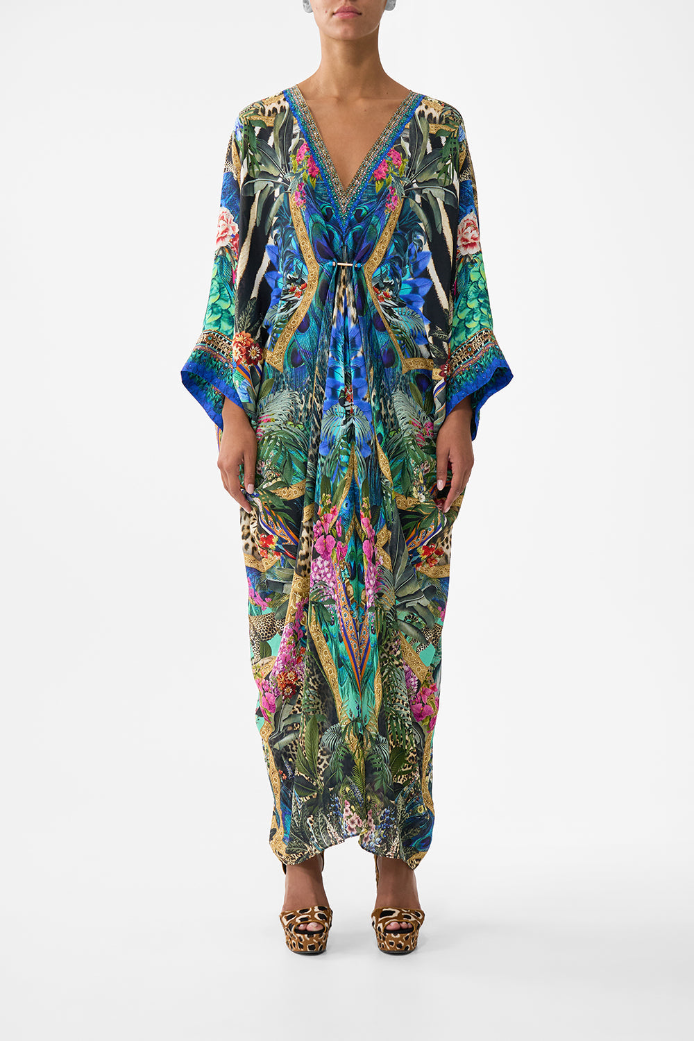 The CAMILLA MID LENGTH BOARDSHORT WITH ELASTIC WAIST THEY CALLED HER NEFERTARI in our  print.