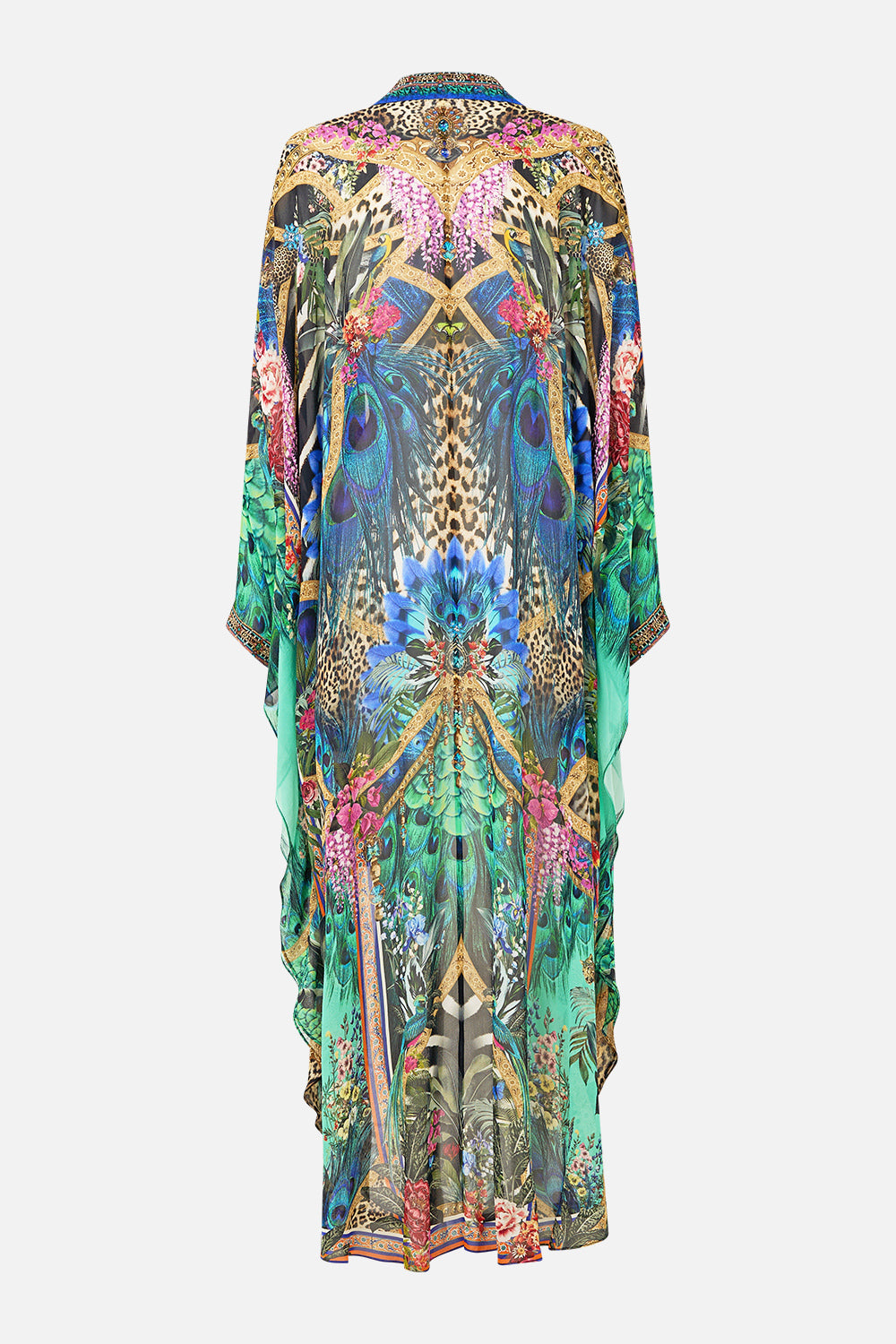 The CAMILLA TIE FRONT PUFF SLEEVE TOP COLLAGE KINGDOM in our  print.