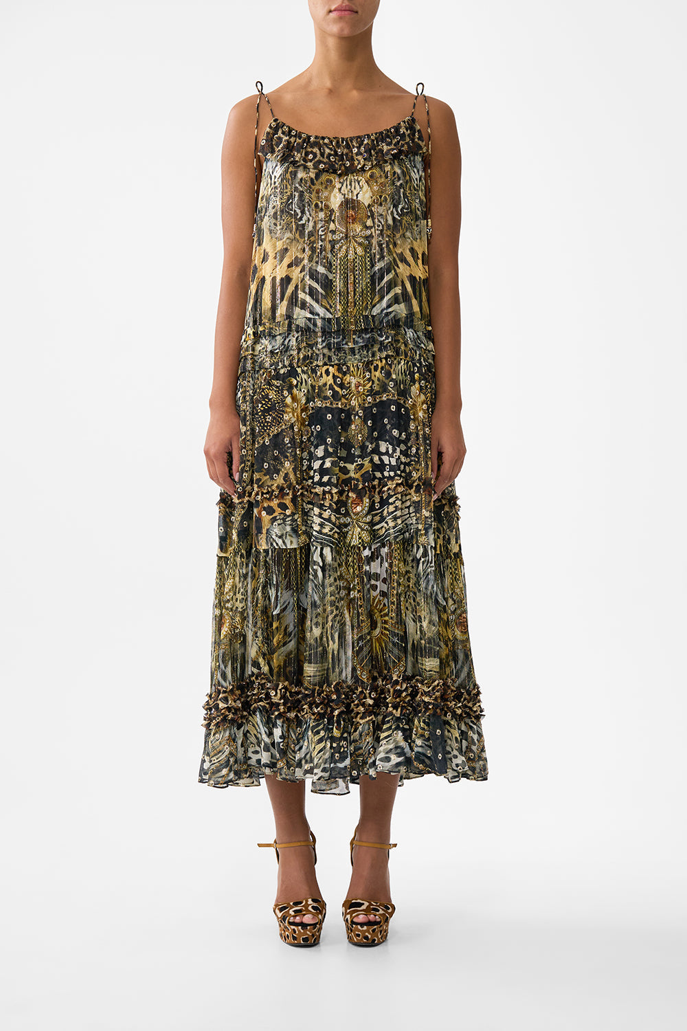 The CAMILLA BUTTON THROUGH SCARF BLOUSE HEIRLOOM EMPIRE in our  print.