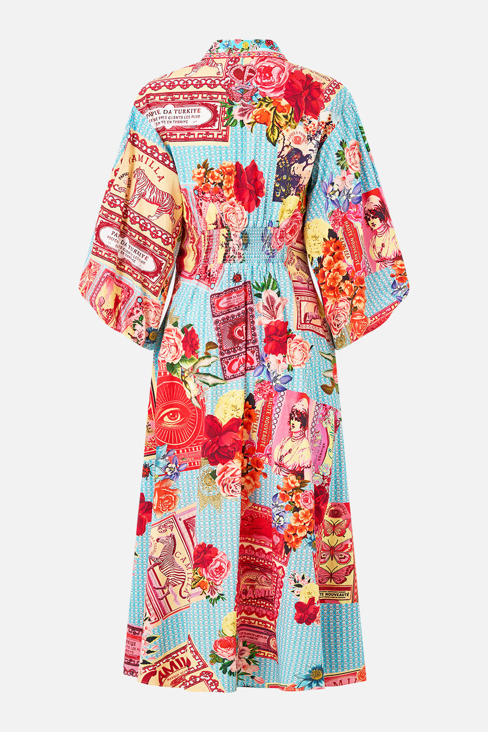 WAIST TIE SHIRT DRESS WITH BUBBLE SLEEVE PAPERS AND CURIOUS CAPERS