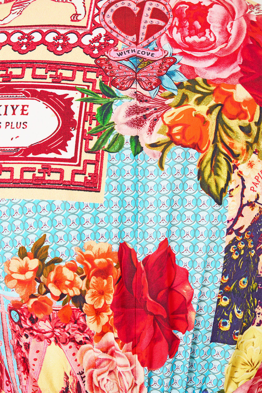 WAIST TIE SHIRT DRESS WITH BUBBLE SLEEVE PAPERS AND CURIOUS CAPERS