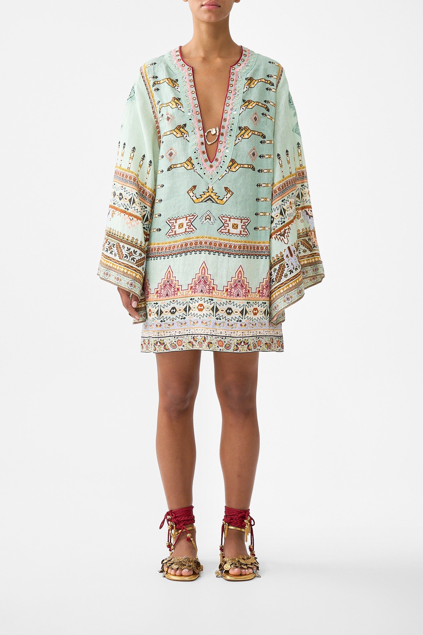 The CAMILLA TUCK FRONT JERSEY DRESS ANIMAL ALCHEMY in our  print.