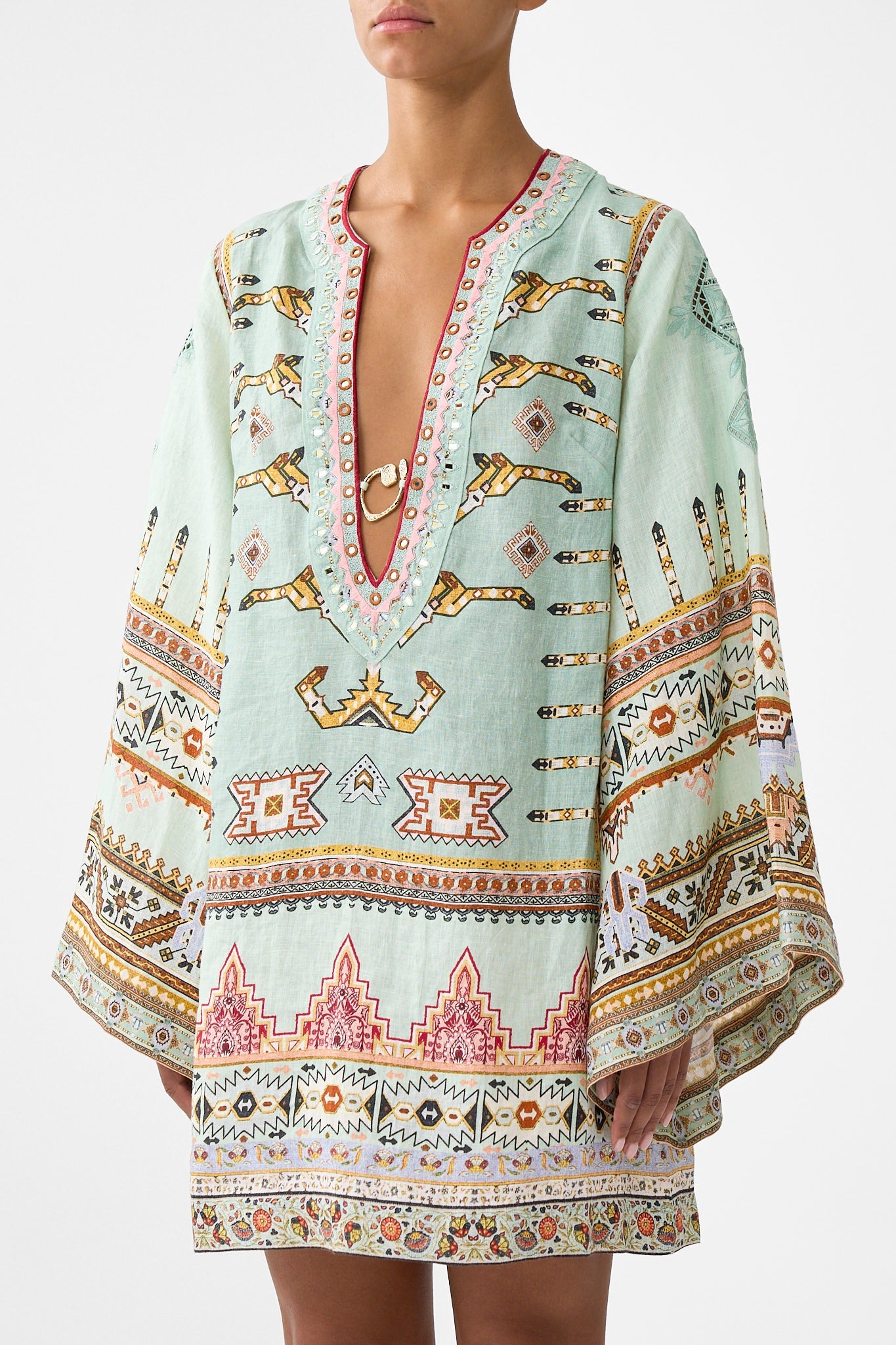 The CAMILLA TUCK FRONT JERSEY DRESS ANIMAL ALCHEMY in our  print.