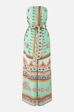 FRONT PLEAT STRAPLESS JUMPSUIT LEGEND HAS IT