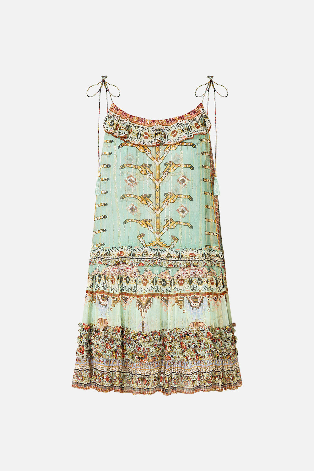 GATHERED MINI TIERED DRESS WITH FRILL DETAIL LEGEND HAS IT