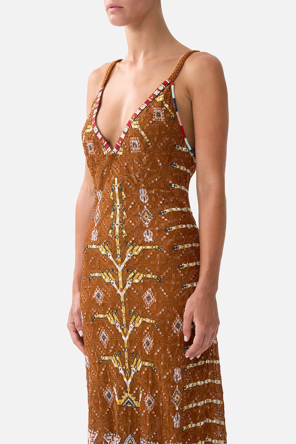 V-NECK FULL LENGTH BIAS SLIP DRESS FABRIC OF TIME