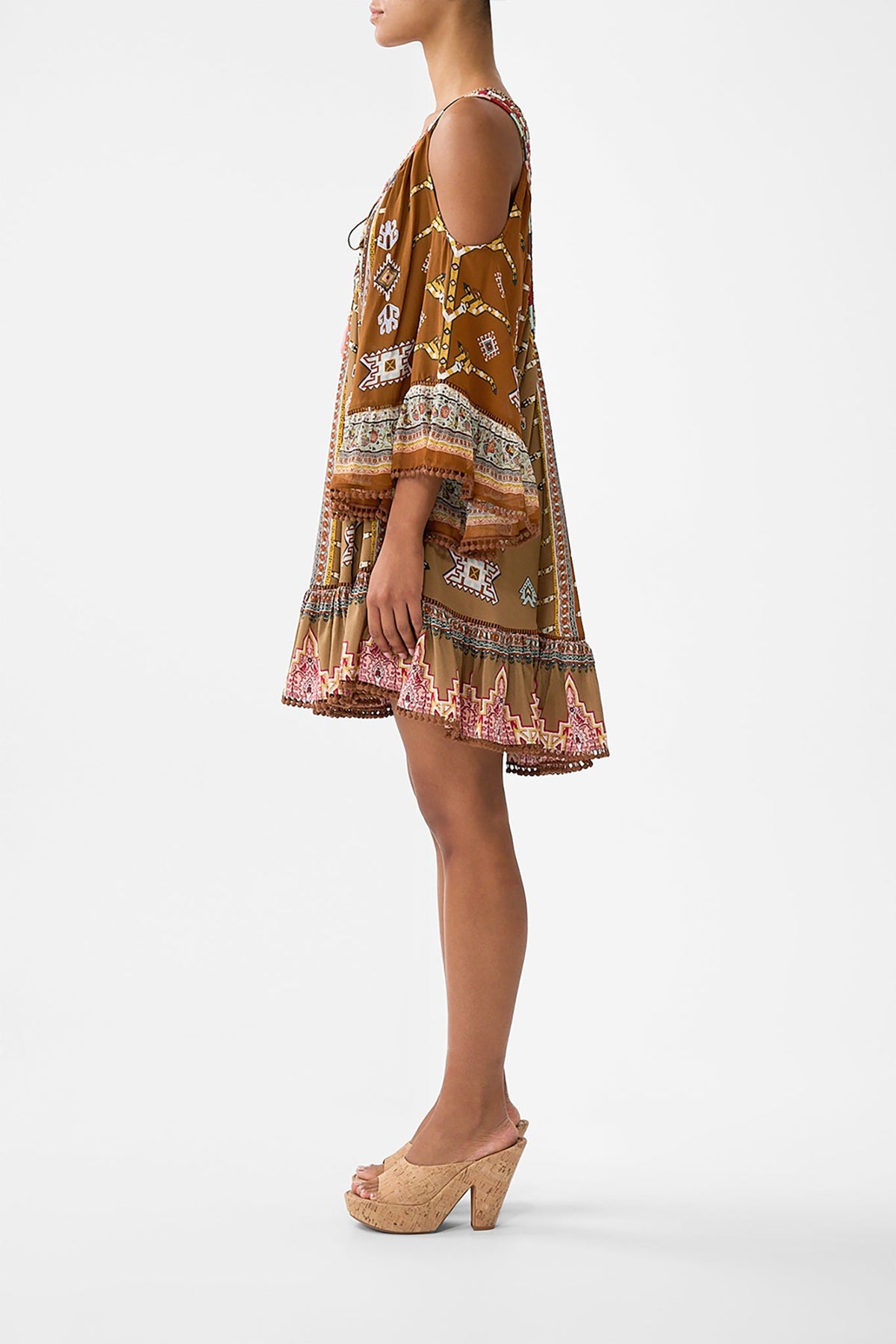 DROP SHOULDER RUFFLE DRESS FABRIC OF TIME