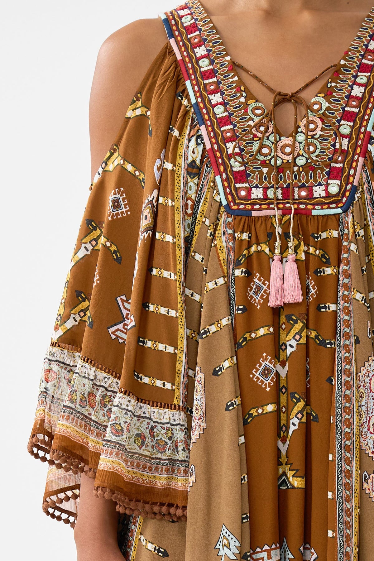 DROP SHOULDER RUFFLE DRESS FABRIC OF TIME