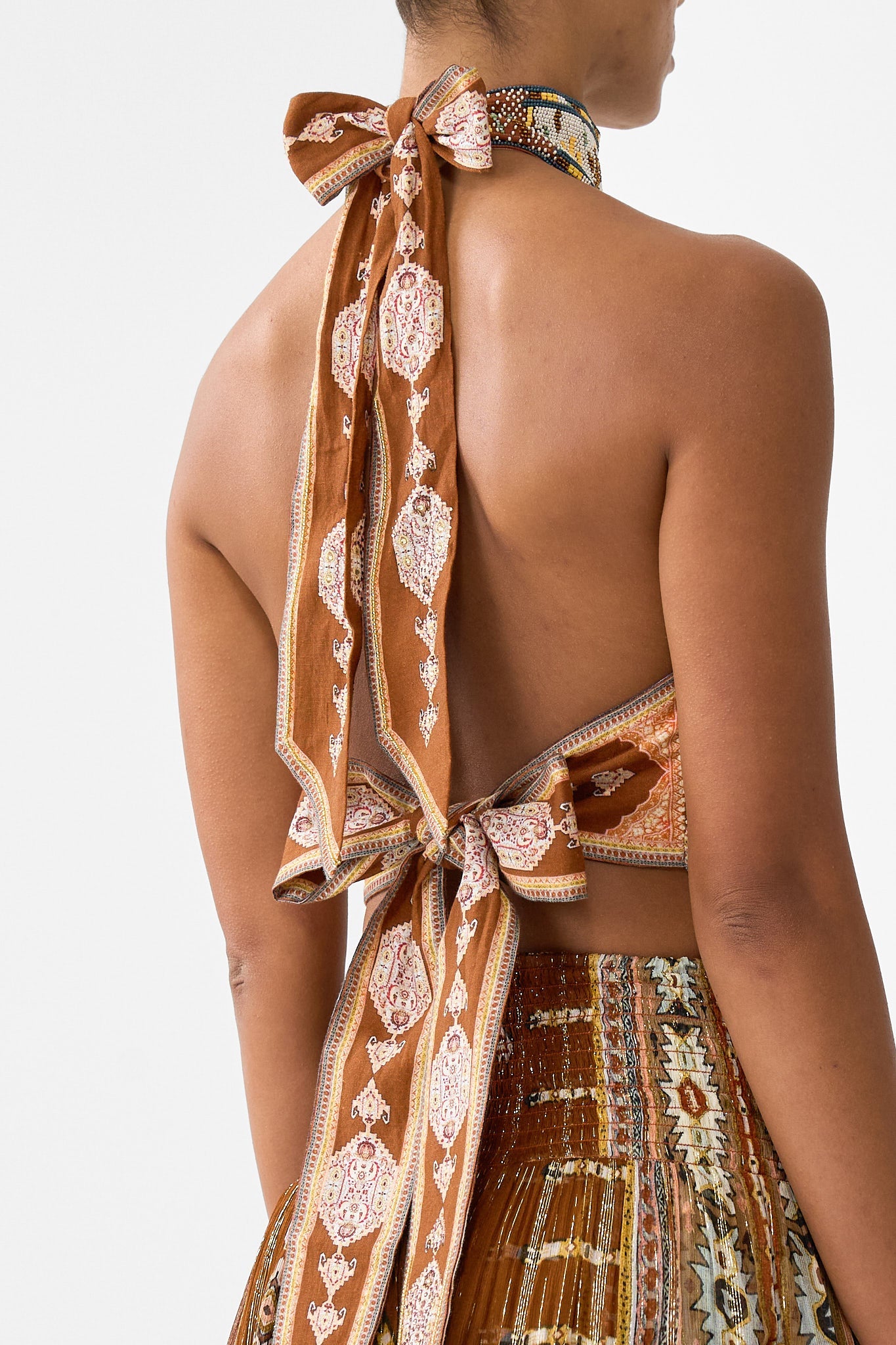 The CAMILLA SCOOP BACK HEM DRESS LADY LIONHEART in our LADY LIONHEART print.