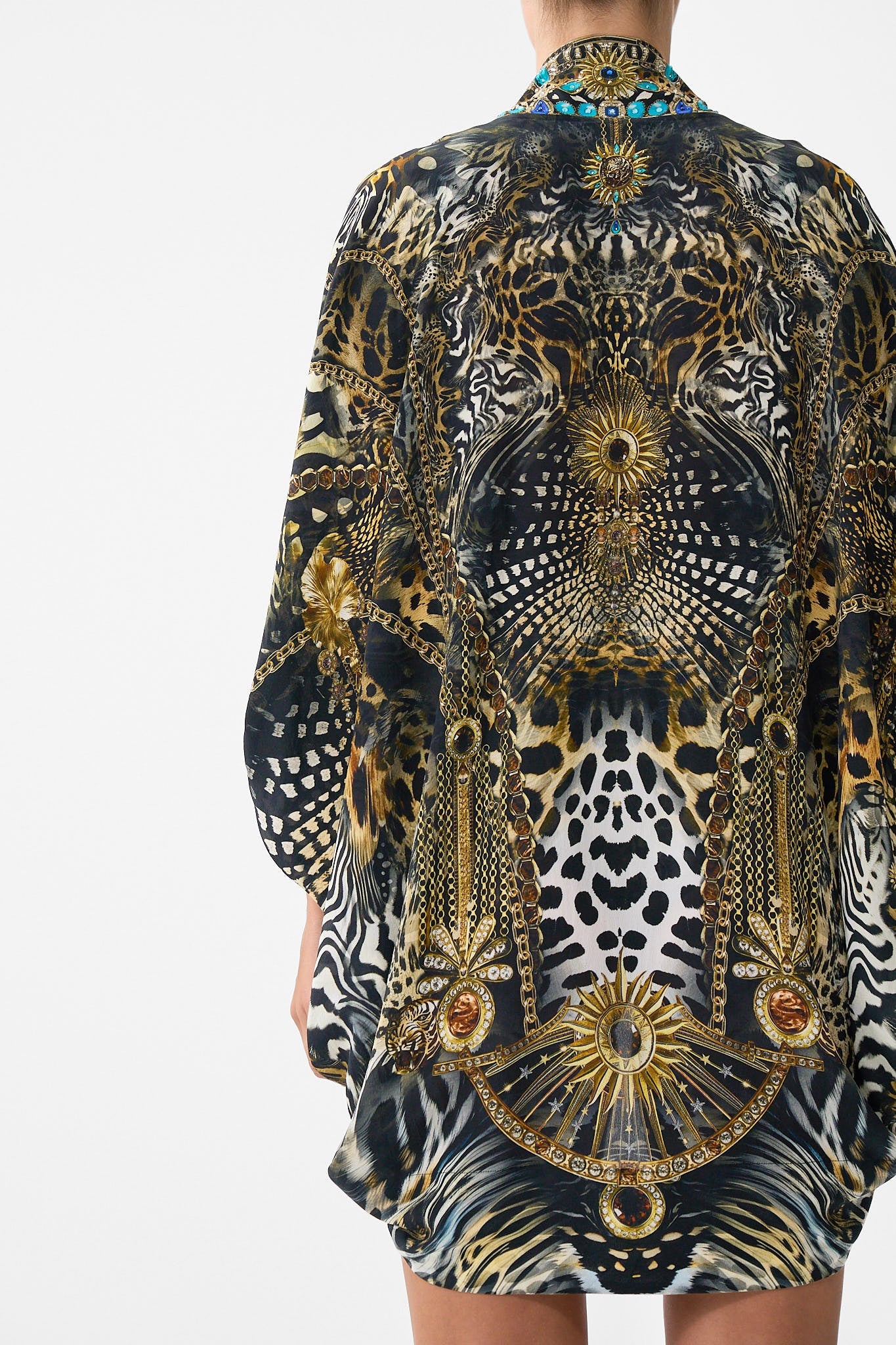The CAMILLA MID LENGTH BOARDSHORT WITH ELASTIC WAIST OTTOMAN OPULENCE in our OTTOMAN OPULENCE print.