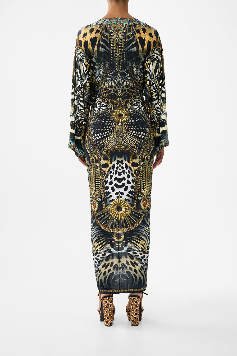 LONG SPLIT FRONT TWIST DRESS FELINE FOLKLORE