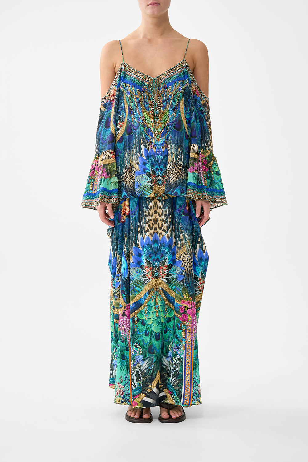 The CAMILLA BANDEAU ONE PIECE WITH RING TRIM LADY OF THE MOON in our  print.