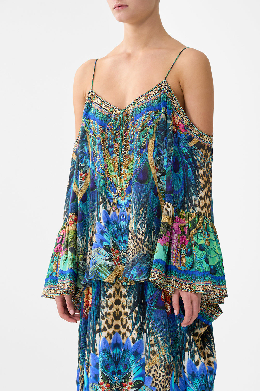The CAMILLA BANDEAU ONE PIECE WITH RING TRIM LADY OF THE MOON in our  print.