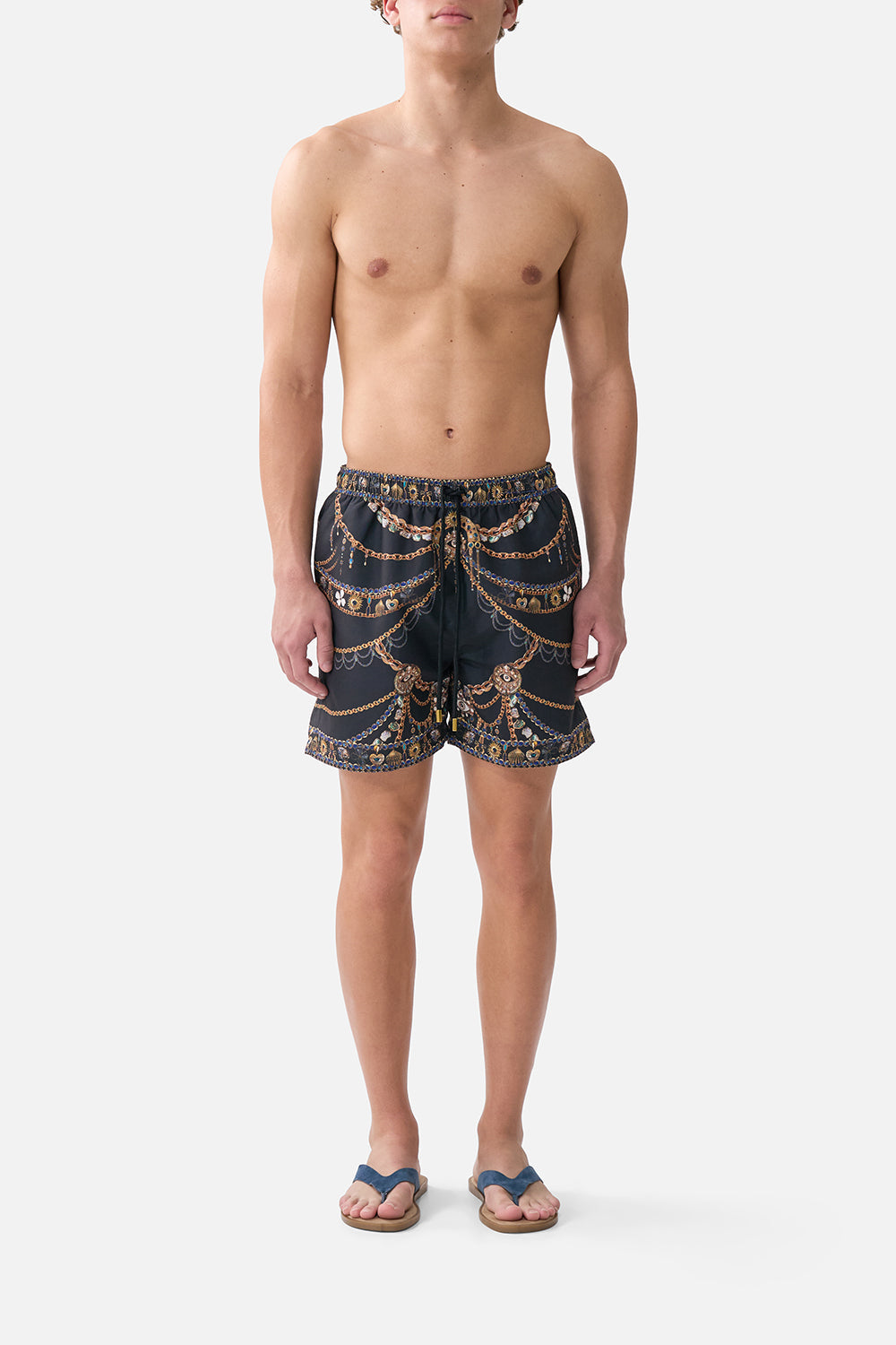 The CAMILLA SHORT SLEEVE CAMP COLLARED SHIRT THE BOSPHOROUS in our THE BOSPHOROUS print.