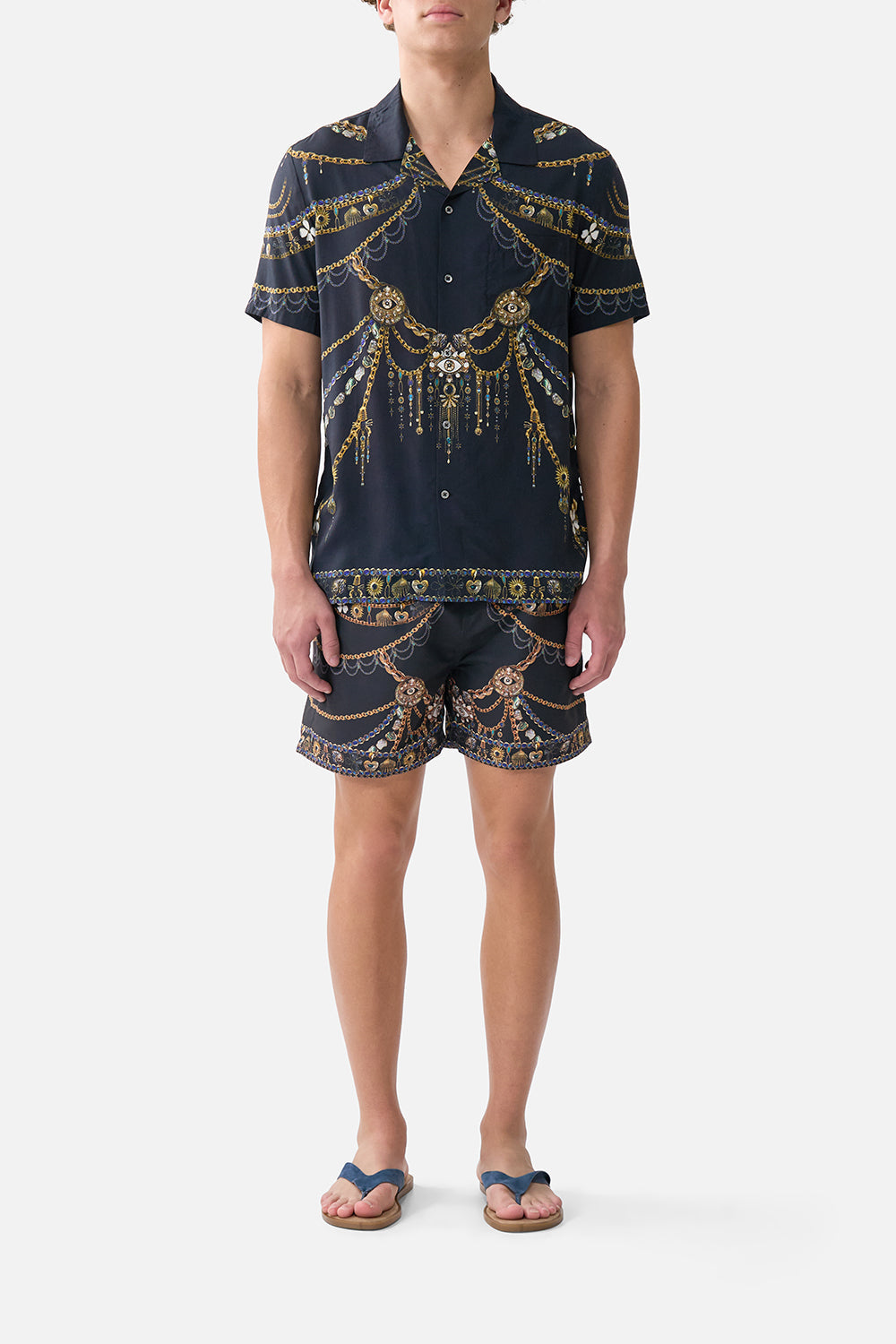 The CAMILLA BOMBER JACKET WITH SHIRRED CUFF TURKISH DELIGHT in our  print.