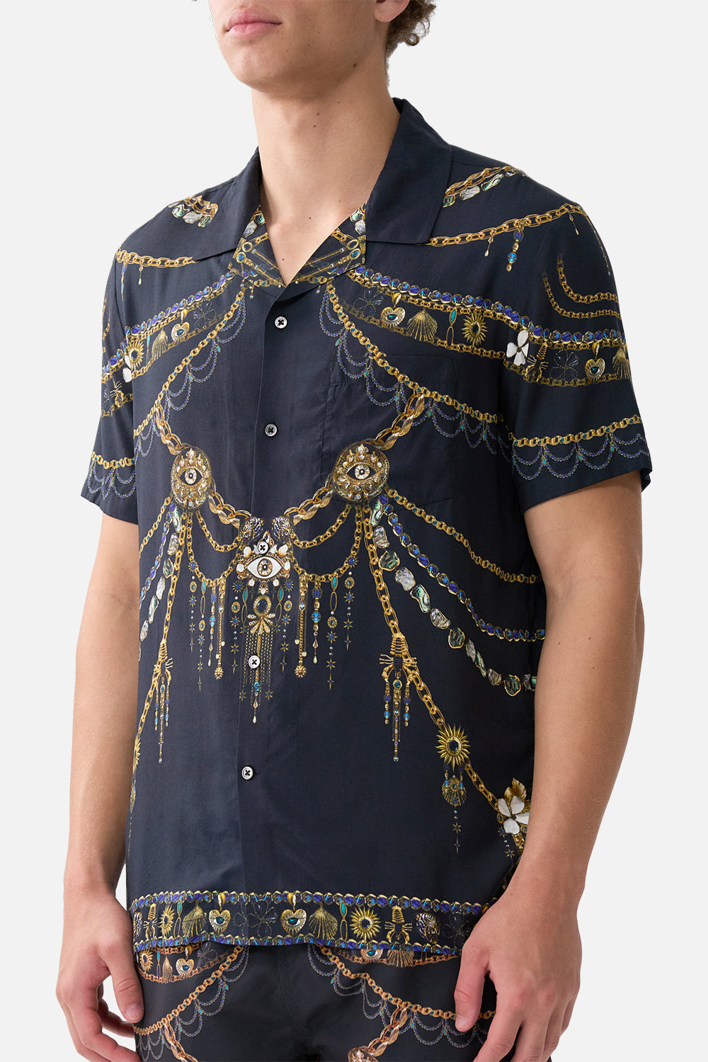 SHORT SLEEVE CAMP COLLARED SHIRT AMULETS AND ALCHEMY