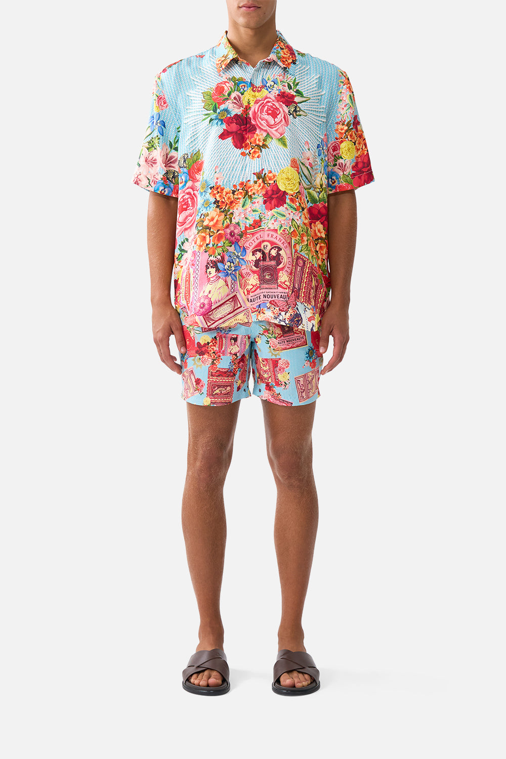 The CAMILLA V-NECK FULL LENGTH BIAS SLIP DRESS BODRUM BOTANICALS in our  print.