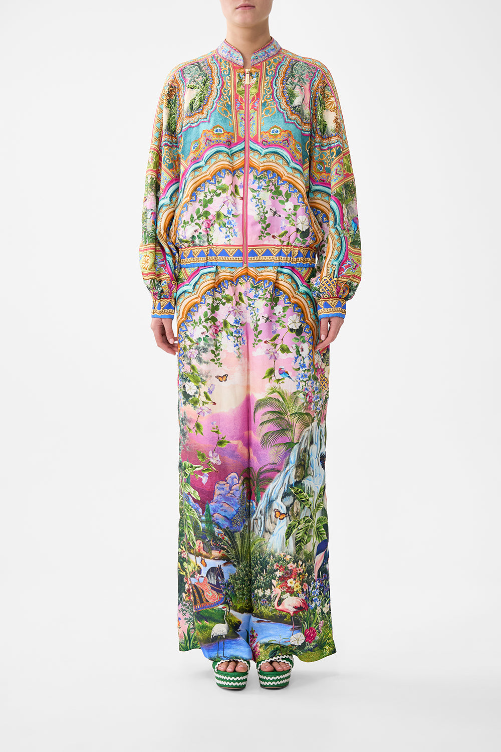 The CAMILLA V-NECK EMBROIDERED MIDI DRESS KAPADOKYA KITSCH in our  print.