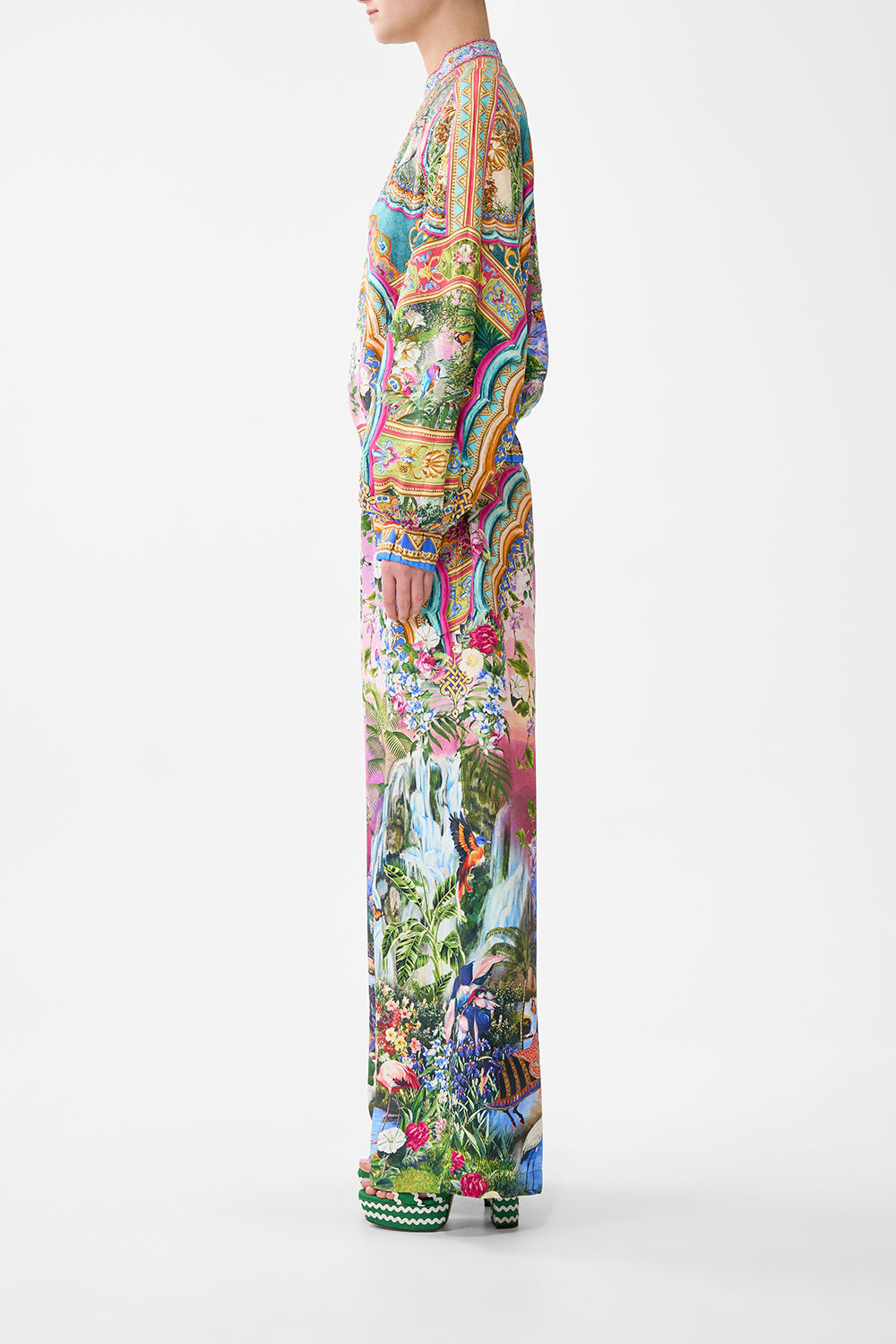 The CAMILLA LONG SLEEVE TIERED SHORT DRESS KAPADOKYA KITSCH in our KAPADOKYA KITSCH print.