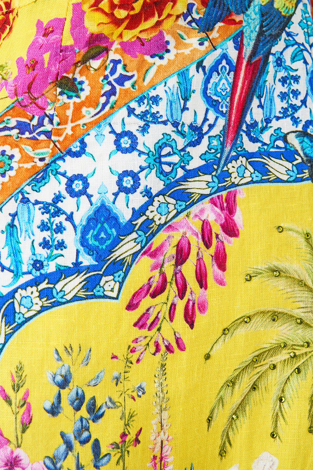 The CAMILLA BEAD STRAP GATHERED PANEL DRESS THE POTTERY PARLOUR in our  print.