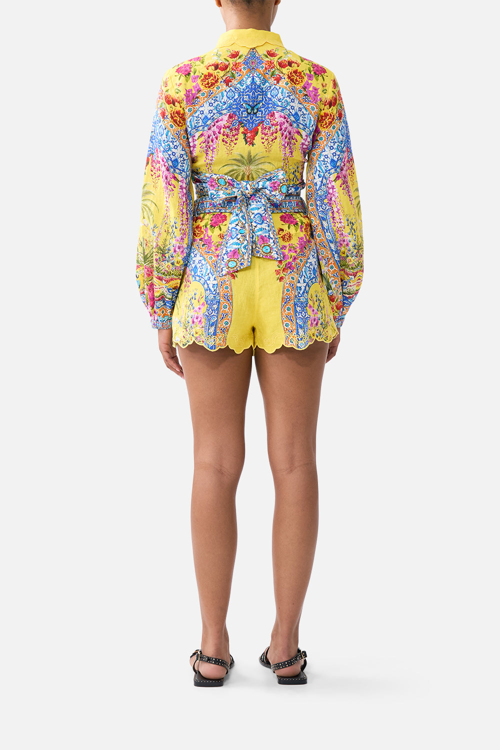 The CAMILLA RELAXED BLOUSE WITH FRILL SLEEVE DETAIL NOTES FROM THE BLUE ROOM in our  print.