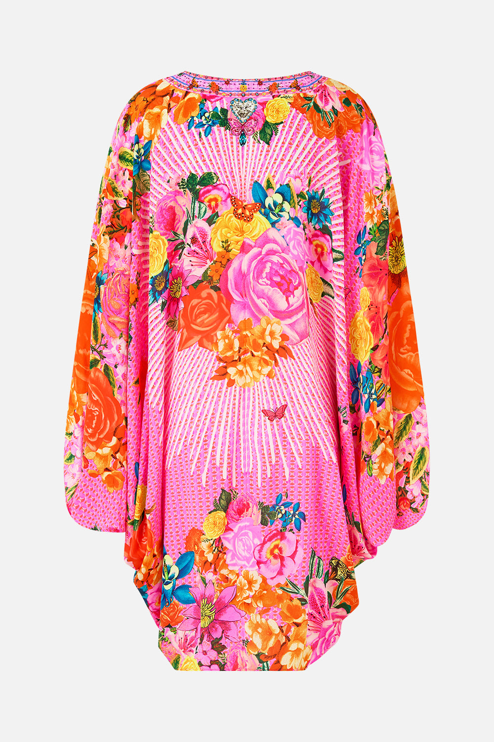 The CAMILLA FRILL OFF SHOULDER TOP LADY LIONHEART in our  print.