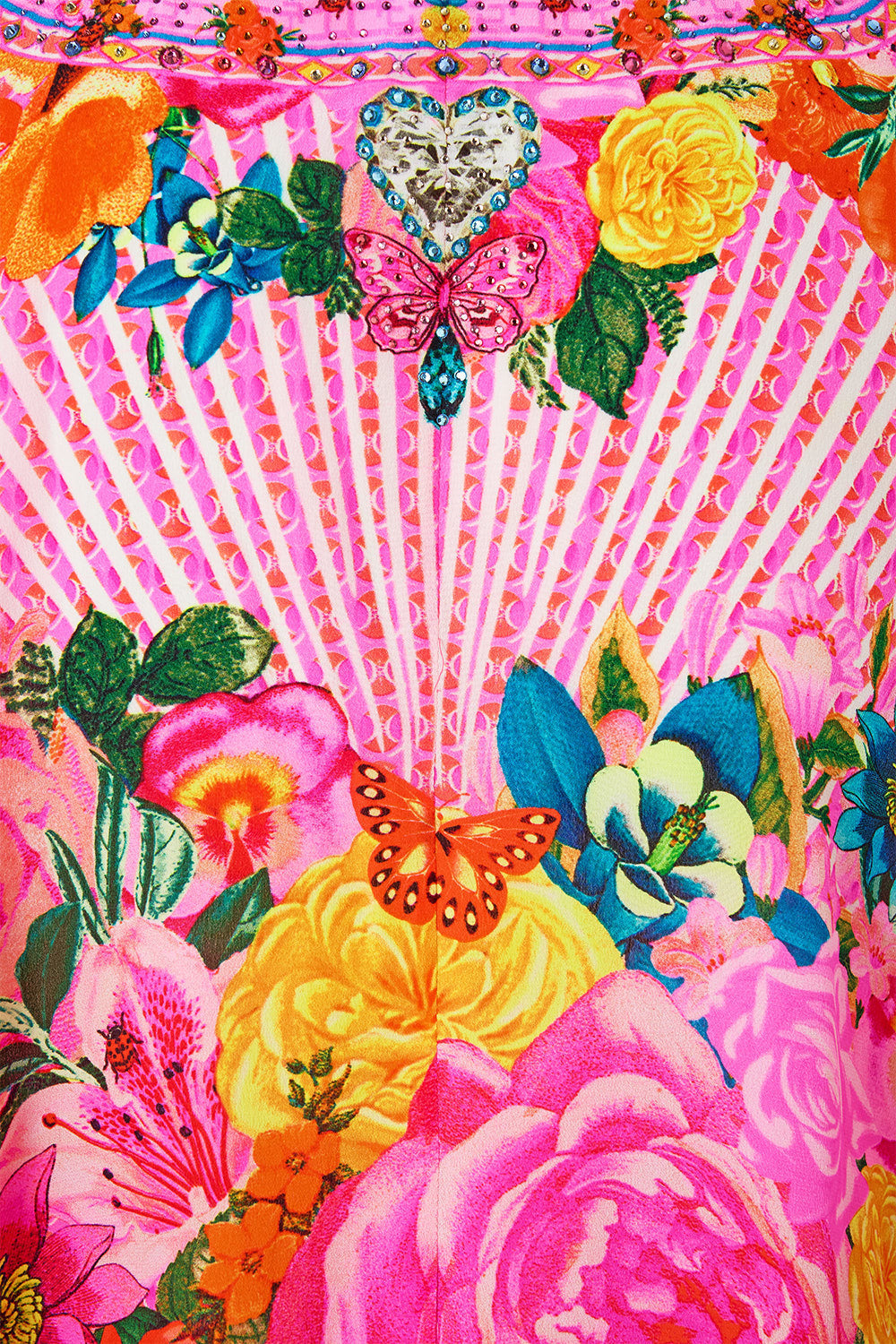 The CAMILLA FRILL OFF SHOULDER TOP LADY LIONHEART in our  print.