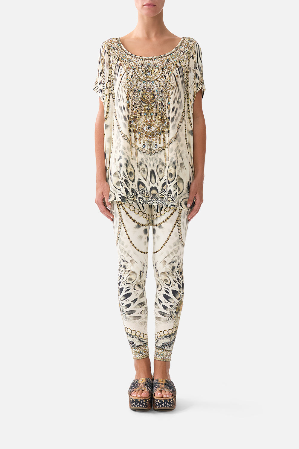 The CAMILLA BLOUSON SLEEVE LAYER MIDSUMMER MOSAICS in our  print.