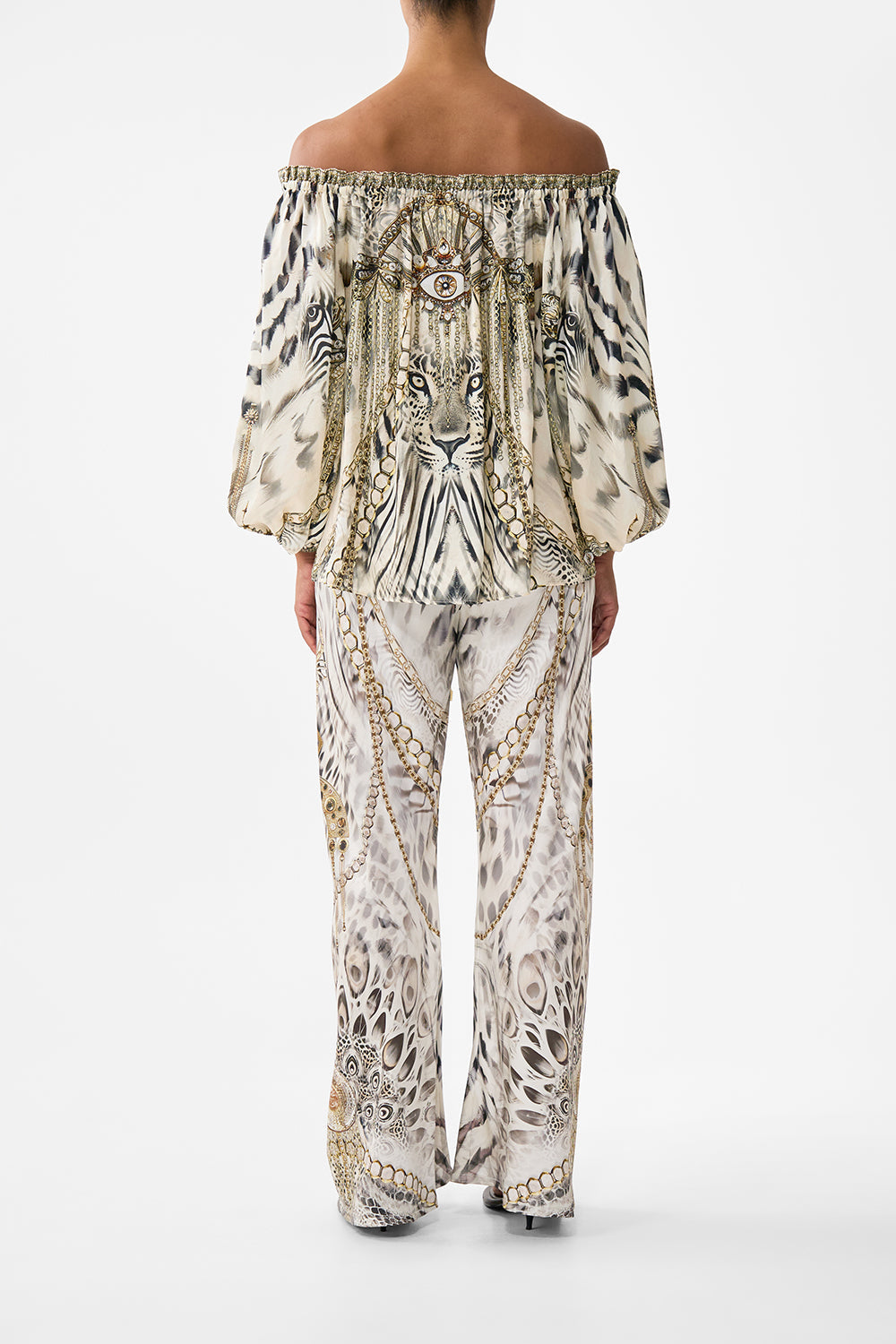 The CAMILLA GATHERED JERSEY ONE SHOULDER DRESS OLÉ OLÉ in our  print.